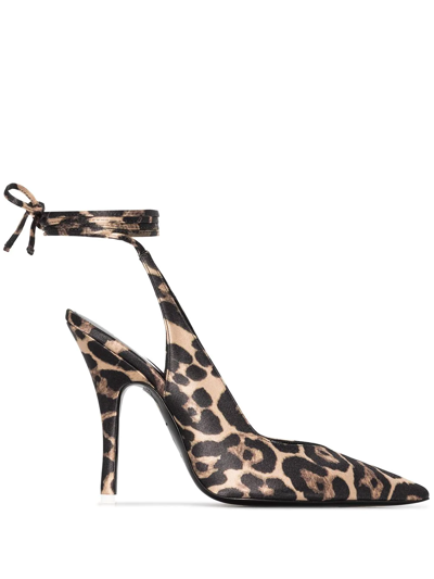 Attico Venus 130mm Leopard-print Slingback Pumps In Black