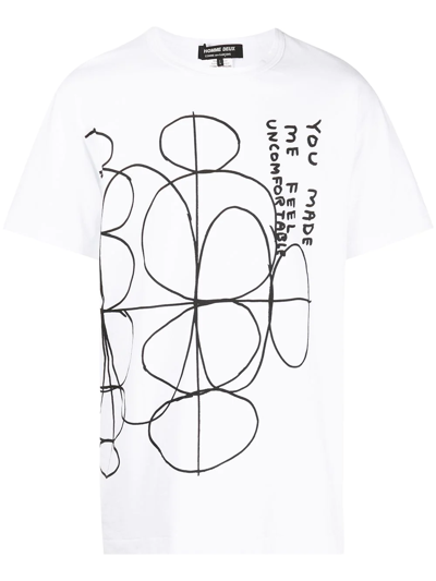 Comme Des Garçons Homme Deux Graphic-slogan Print T-shirt In 白色