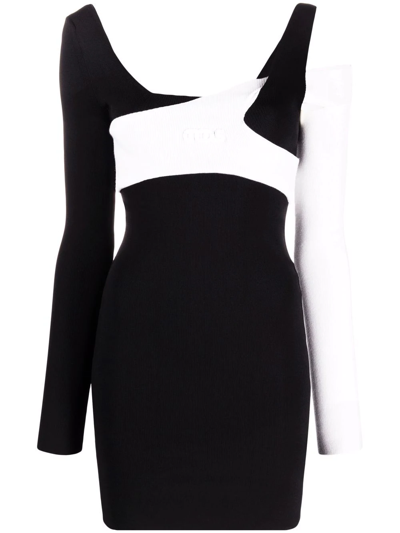 Gcds Colour-block Fitted Long-sleeve Mini Dress In Black