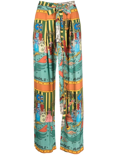 Alessandro Enriquez All-over Print Wide Trousers In Multi