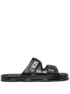 Gcds Embossed-logo Flat Pool Slides In 黑色