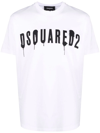 Dsquared2 Logo Print Cotton Jersey T-shirt In White