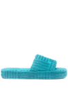 Bottega Veneta Intrecciato Terry-cloth Slides In 蓝色
