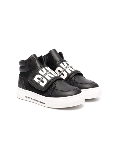 Dkny Logo-print Leather Trainers In 黑色