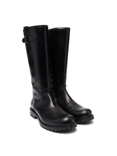 Gallucci Teen Knee-length Leather Boots In 黑色