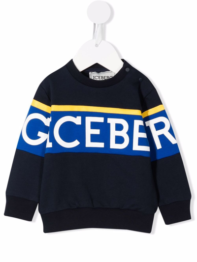 Iceberg Babies' Logo-print Cotton Sweatshirt In 蓝色