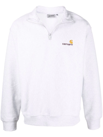 Carhartt American Script Half-zip Sweatshirt In White