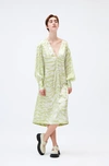 Ganni Drop-shoulder V-neck Silk-blend Maxi Dress In Margarita