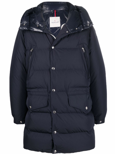 Moncler Commercy Padded Parka Coat In Blue