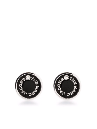Marc Jacobs Silver & Black 'the Medallion' Stud Earrings