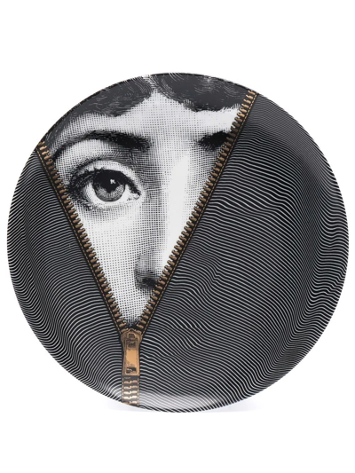 Fornasetti Face Print Plate In Black