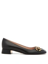 Gucci Womens Black Horsebit-embellished Leather Heeled Ballet Courts 4