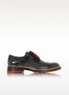 GUCCI SHOES ITALIAN HANDCRAFTED SMOKE BLACK AND GRAPHITE LEATHER DERBY SHOE
