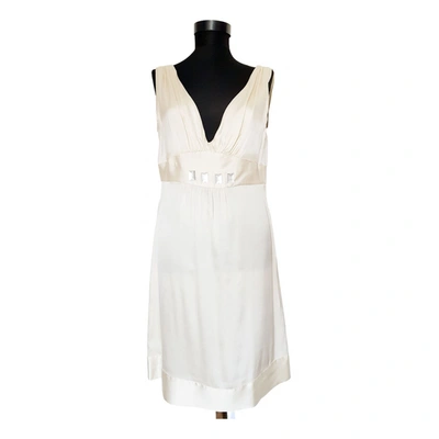 Pre-owned Flavio Castellani Silk Mid-length Dress In Beige