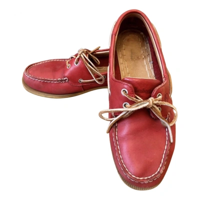 Pre-owned Timberland Leather Flats In Red