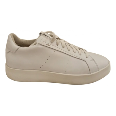 Pre-owned Santoni Leather Low Trainers In White