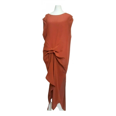 Pre-owned Allsaints Silk Mid-length Dress In Orange