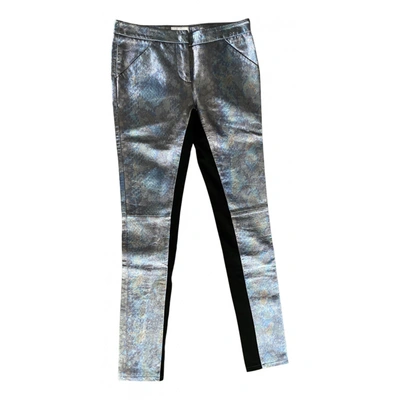 Pre-owned American Retro Leather Slim Pants In Silver