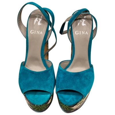 Pre-owned Gina Sandal In Turquoise