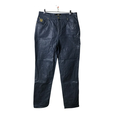 Pre-owned Mcm Straight Pants In Navy