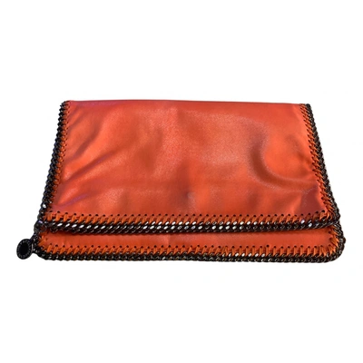 Pre-owned Stella Mccartney Falabella Vegan Leather Clutch Bag In Orange