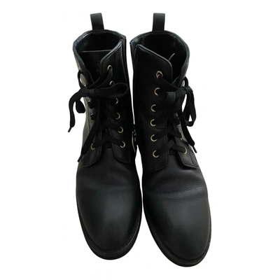 Pre-owned Etienne Aigner Leather Lace Up Boots In Black