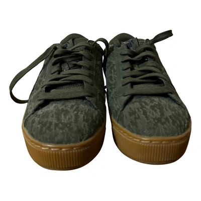 Pre-owned Puma Faux Fur Trainers In Green