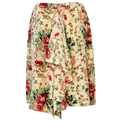 Pre-owned Lauren Ralph Lauren Silk Mini Skirt In Beige