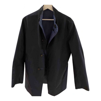 Pre-owned Brooks Brothers Cloth Trenchcoat In Navy