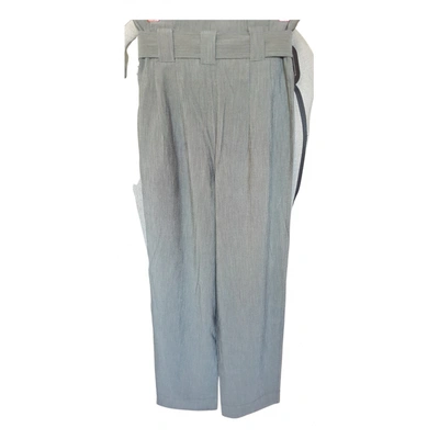 Pre-owned Ganni Straight Pants In Grey