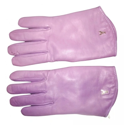 Pre-owned Patrizia Pepe Leather Gloves In Purple