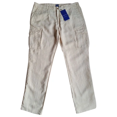 Pre-owned Trussardi Jeans Linen Trousers In Beige