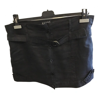 Pre-owned Armani Jeans Linen Mini Skirt In Black
