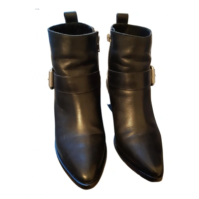 Pre-owned Allsaints Leather Buckled Boots In Black