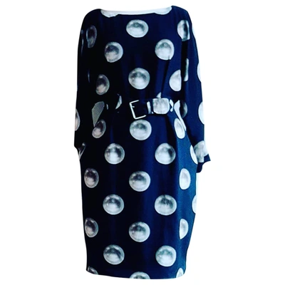 Pre-owned Moschino Silk Mid-length Dress In Navy