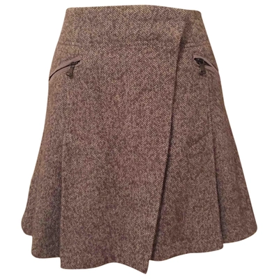 Pre-owned Max & Co Wool Mini Skirt In Beige