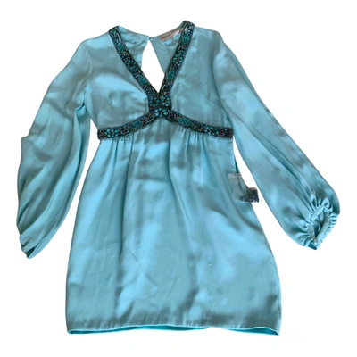 Pre-owned Emilio Pucci Silk Mini Dress In Turquoise