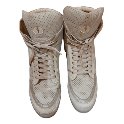 Pre-owned Cesare Paciotti Leather Trainers In Beige