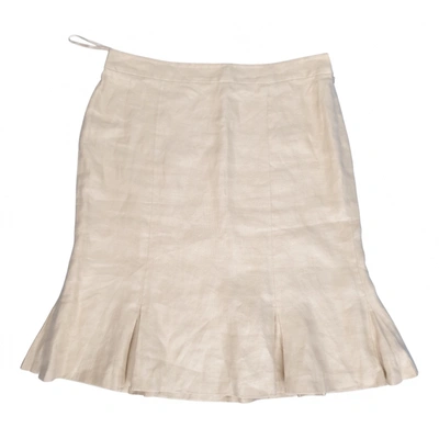 Pre-owned Lauren Ralph Lauren Linen Mid-length Skirt In Beige