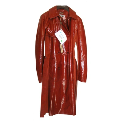 Pre-owned Maliparmi Patent Leather Trench Coat In Red
