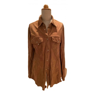 Pre-owned Marc Cain Leather Shirt In Camel