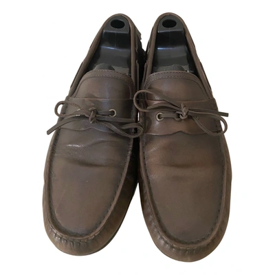 Pre-owned Massimo Dutti Leather Flats In Brown