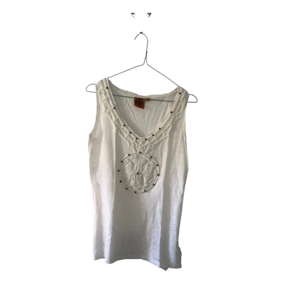 Pre-owned Tory Burch Linen Vest In White