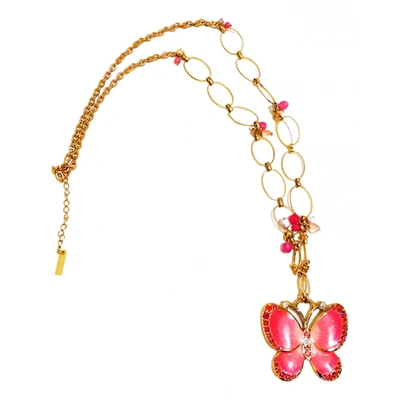 Pre-owned Anna Sui Crystal Necklace In Gold