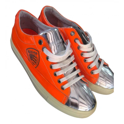 Pre-owned Blauer Leather Trainers In Orange
