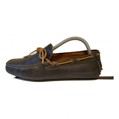 Pre-owned Massimo Dutti Leather Flats In Blue