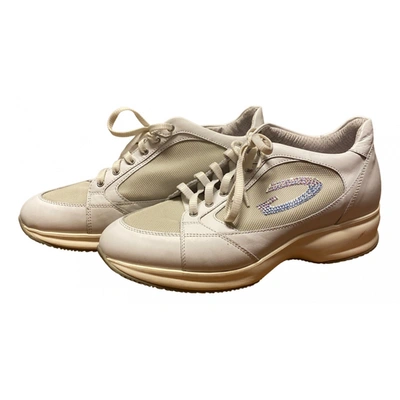 Pre-owned Alberto Guardiani Leather Trainers In White