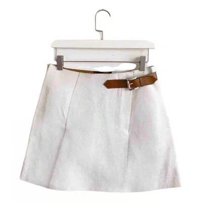 Pre-owned Trussardi Leather Mini Skirt In White