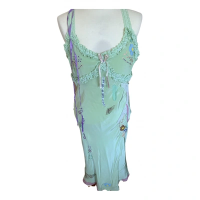 Pre-owned Replay Silk Maxi Dress In Green