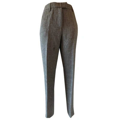 Pre-owned Dondup Linen Straight Pants In Grey